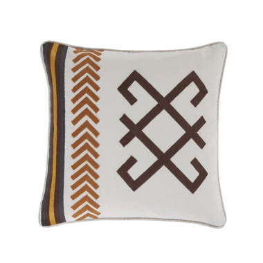 Corozon Canvas Cotton Stripe Embroidered Western Rustic Lodge Style 18 x 18 inch Decorative Pillow